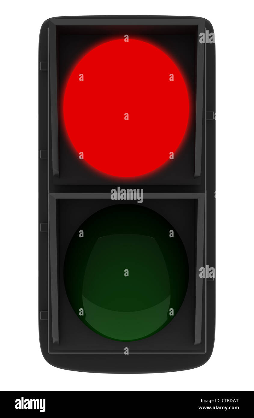 red traffic light isolated on white Stock Photo Alamy