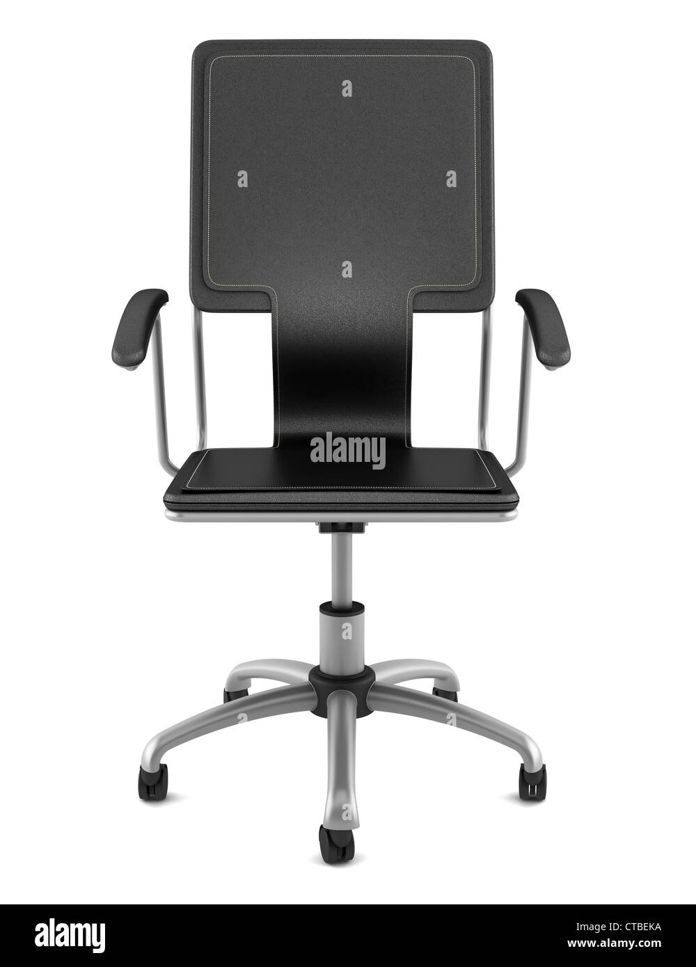 modern black leather office chair isolated on white background Stock