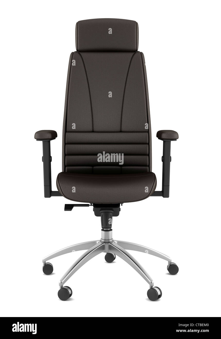 modern brown leather office chair isolated on white background Stock