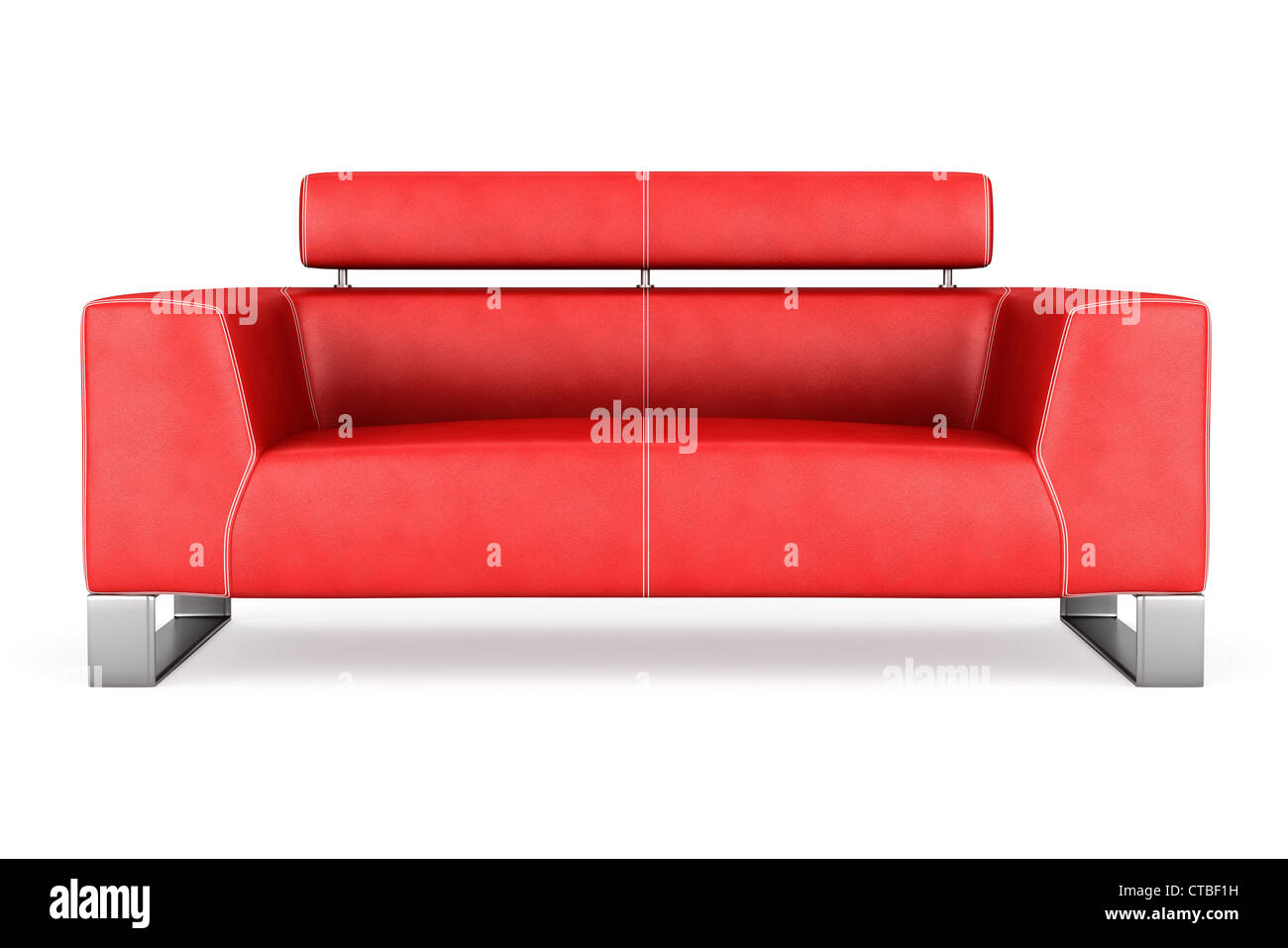 modern red leather couch isolated on white background Stock Photo - Alamy
