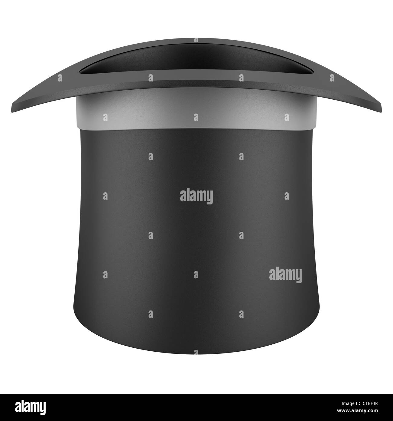 black top hat with gray strip isolated on white background Stock Photo
