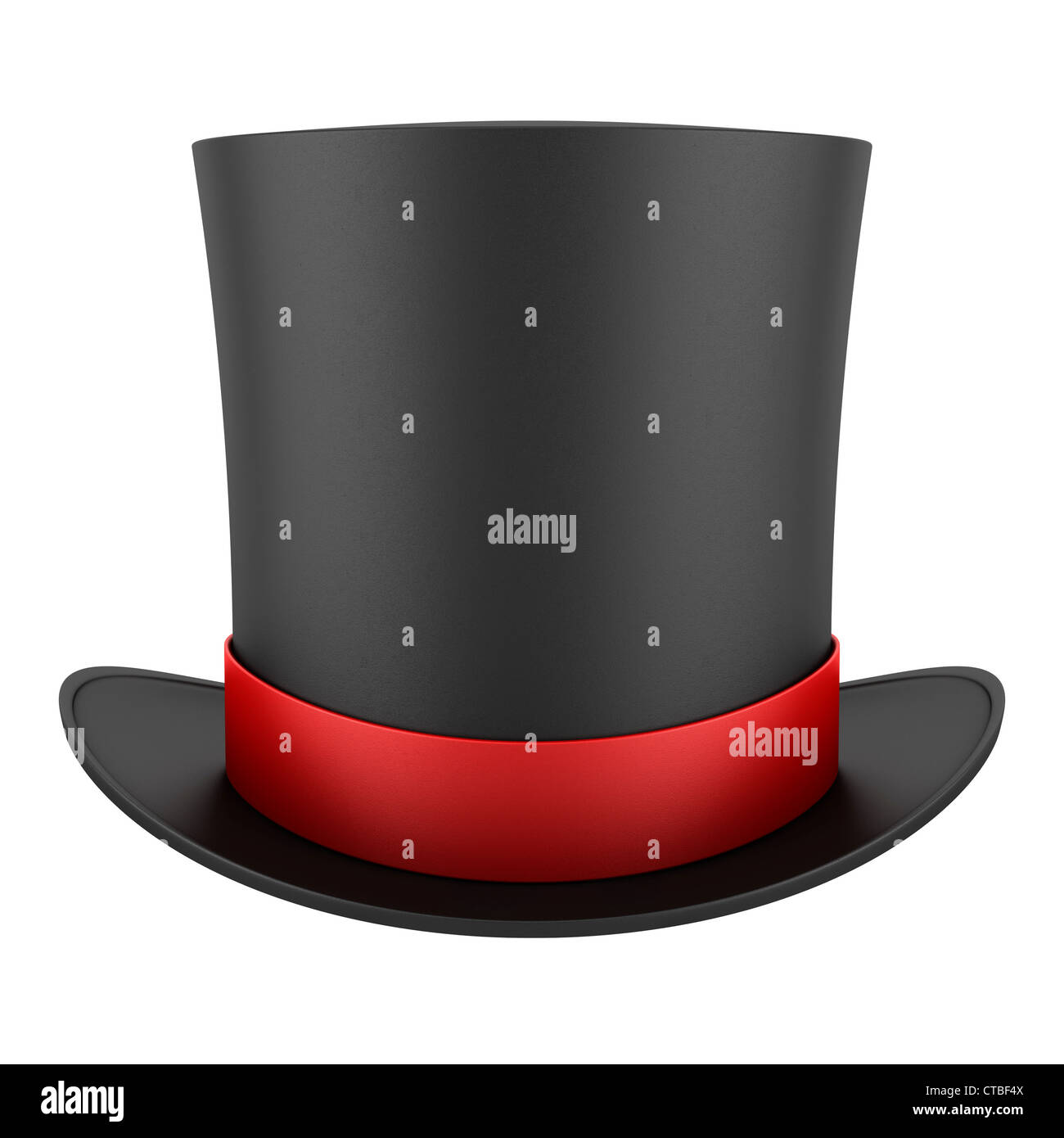 black top hat with red strip isolated on white background Stock Photo ...