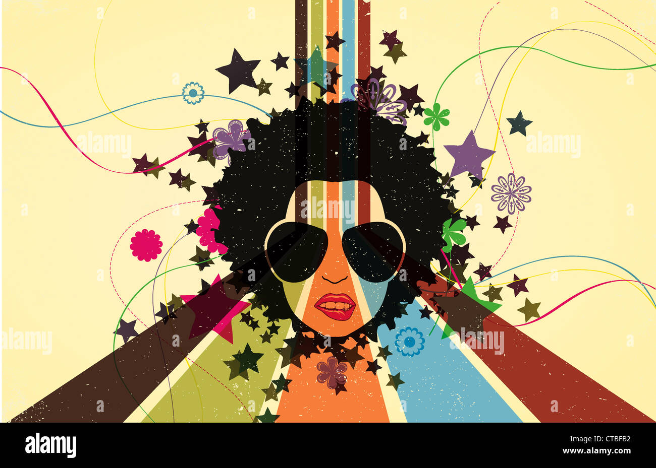 vector retro background with funky face Stock Photo - Alamy