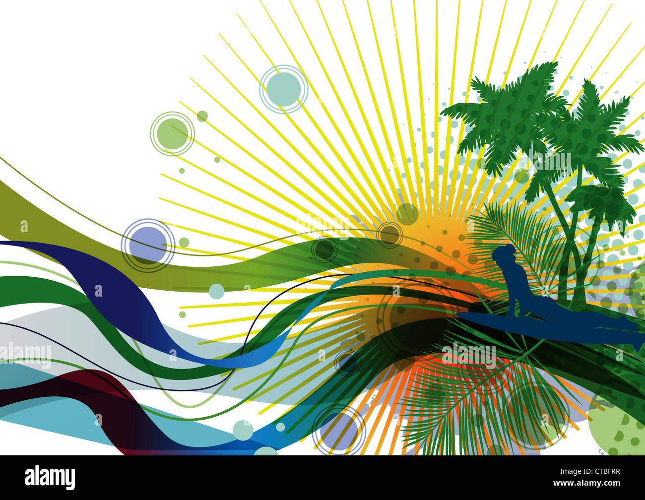 vector summer background with palm trees Stock Photo - Alamy