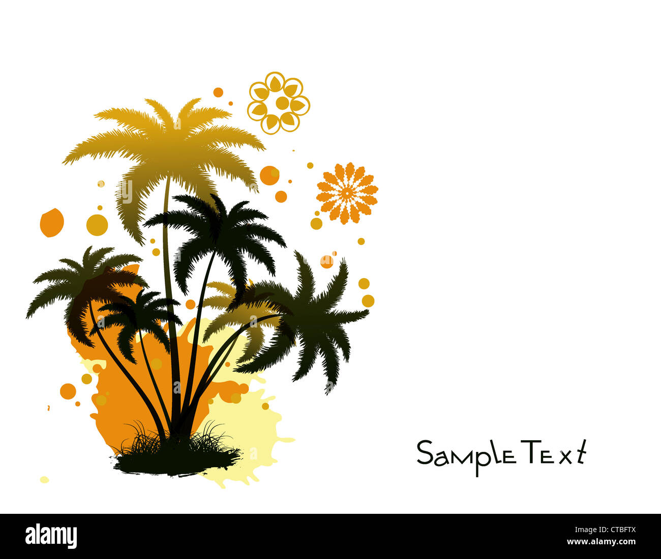 vector summer background with palm trees Stock Photo - Alamy