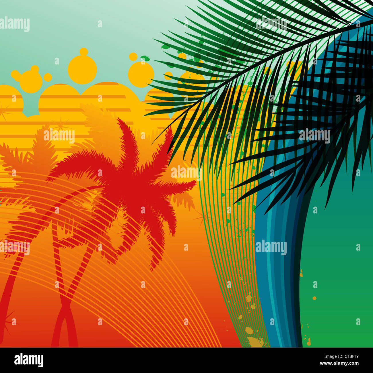 vector summer background with palm trees Stock Photo - Alamy