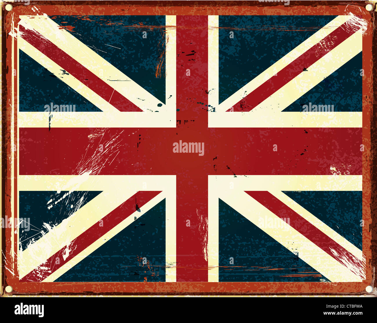 vintage style tin sign with grunge on the British Flag Stock Photo