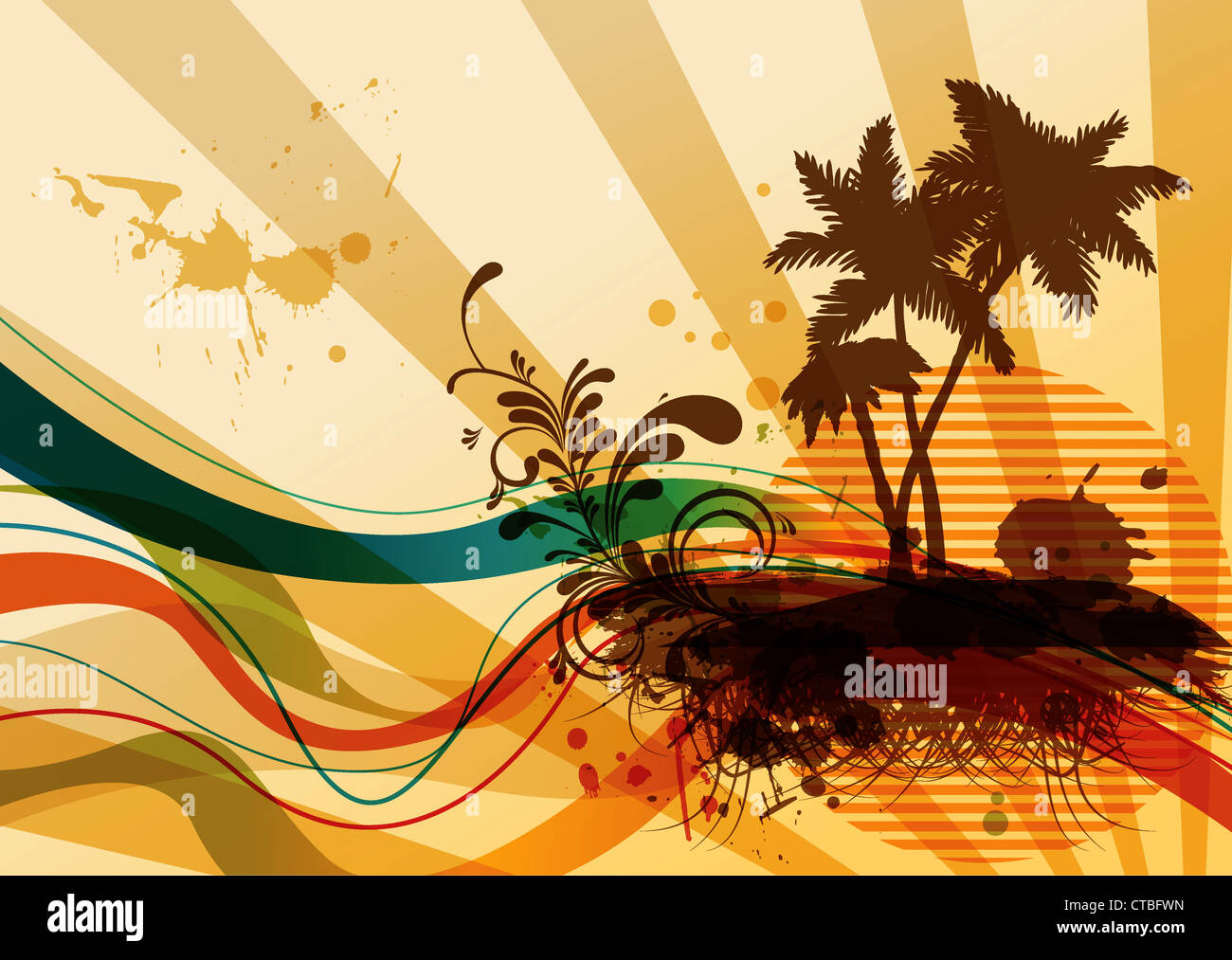 vector summer background with palm trees Stock Photo - Alamy