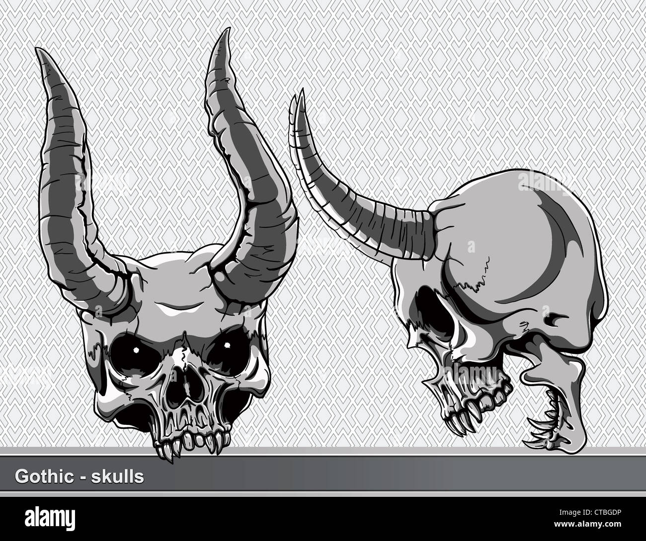 vector vintage skulls set Stock Photo - Alamy