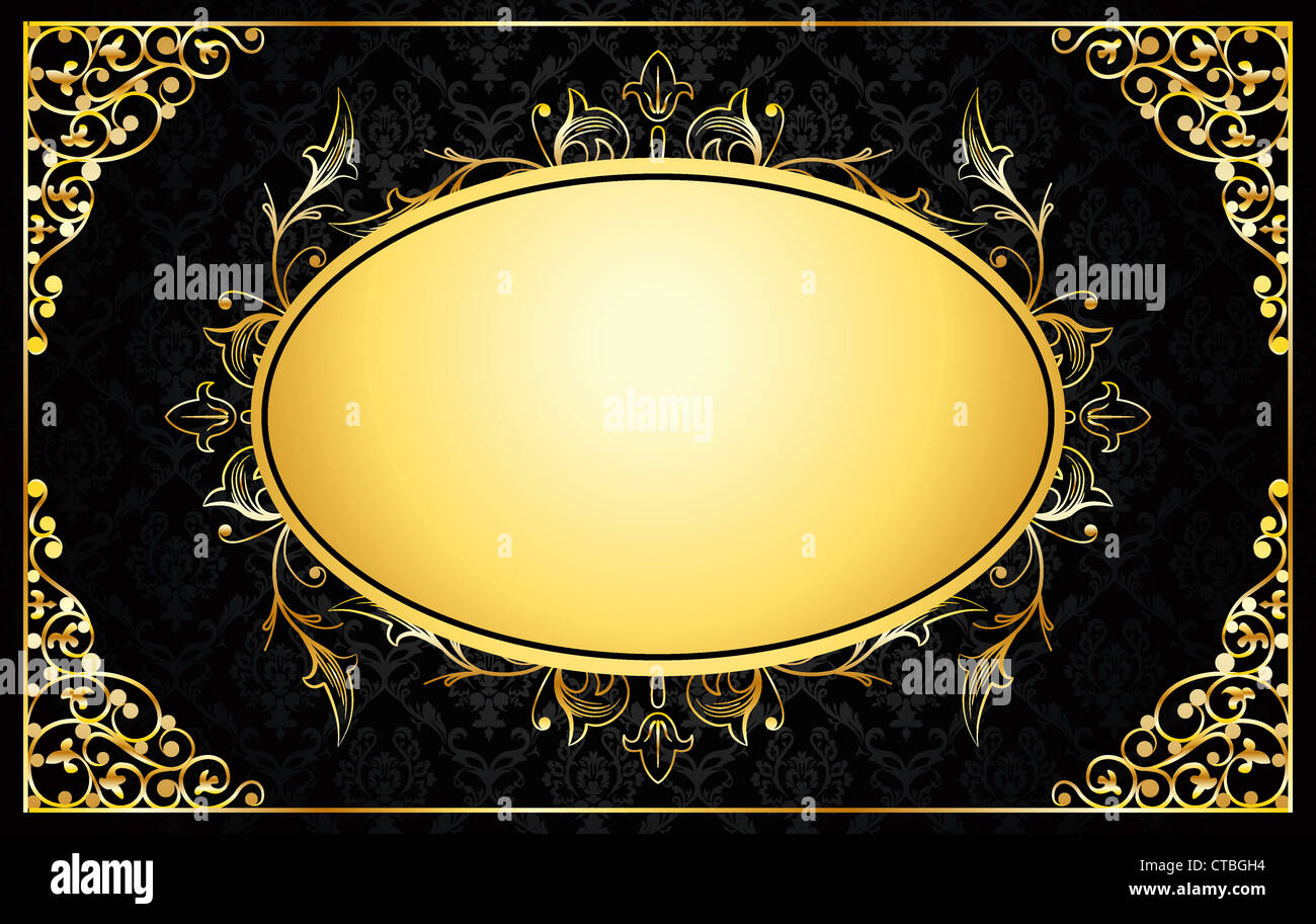vintage gold floral frame vector illustration Stock Photo - Alamy
