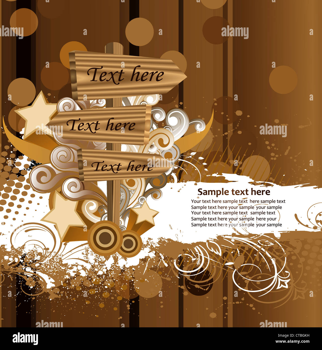 wood sign with floral Stock Photo - Alamy