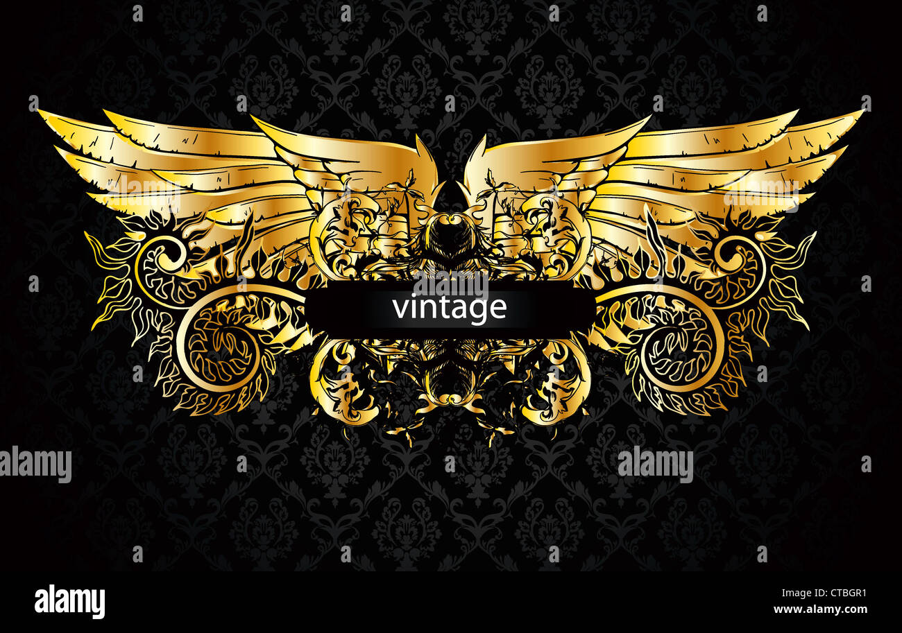 vintage gold emblem vector illustration Stock Photo - Alamy