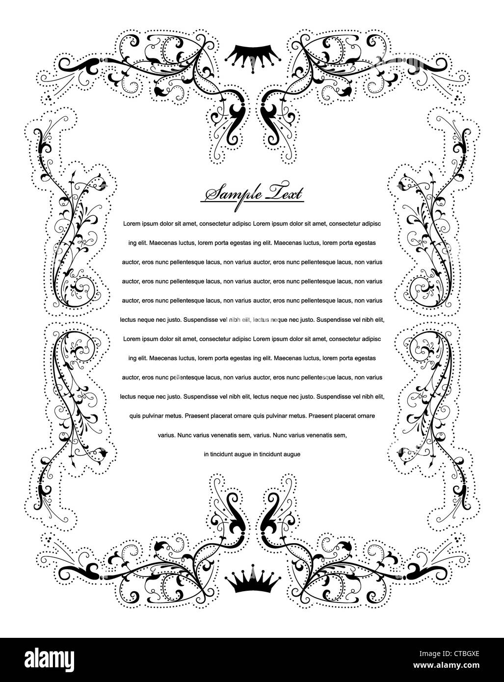 vintage floral frame vector illustration Stock Photo - Alamy