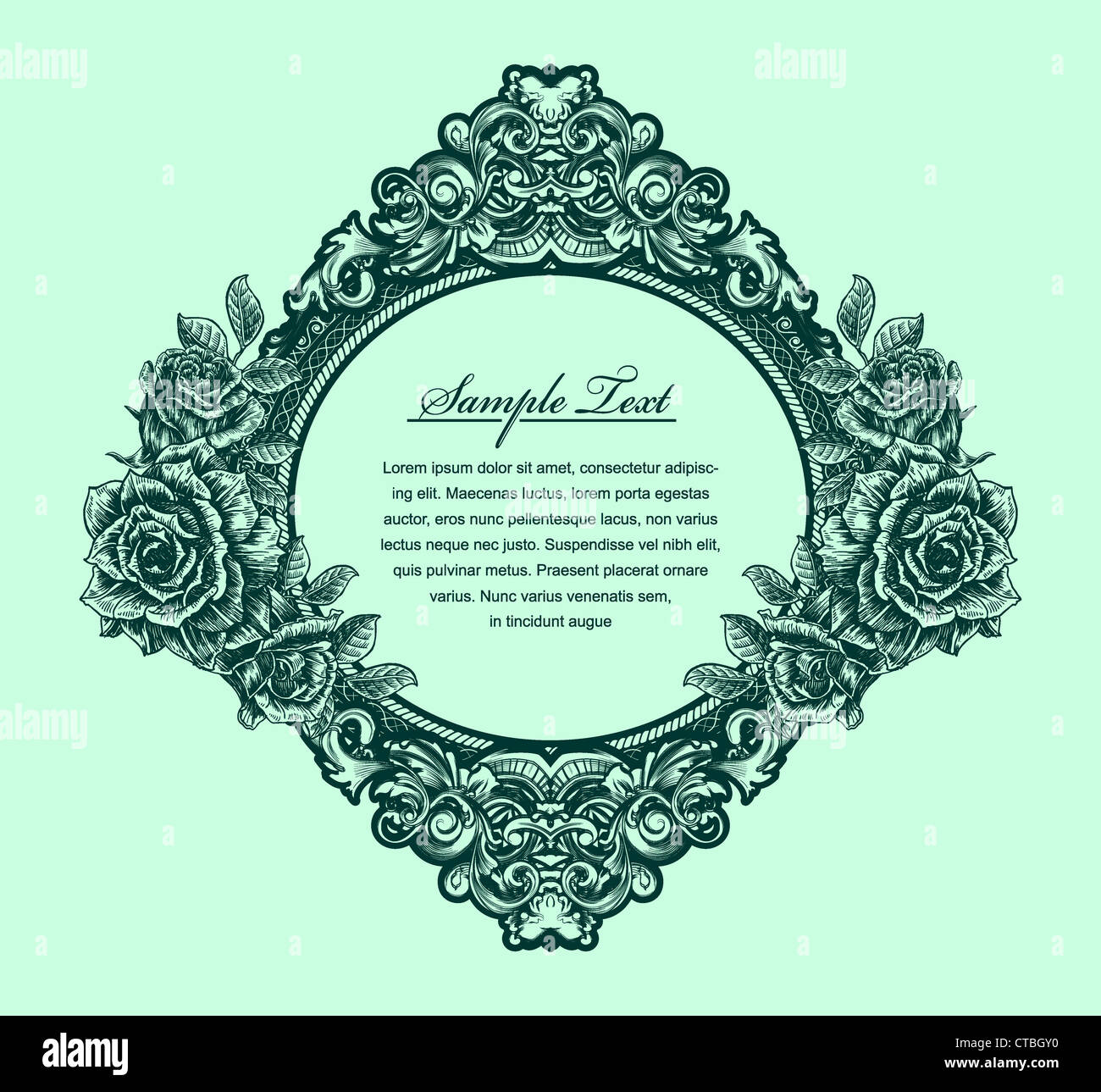 vintage floral frame with roses vector illustration Stock Photo - Alamy