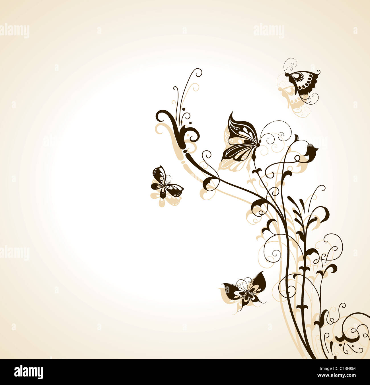 vector floral background with butterflies Stock Photo - Alamy