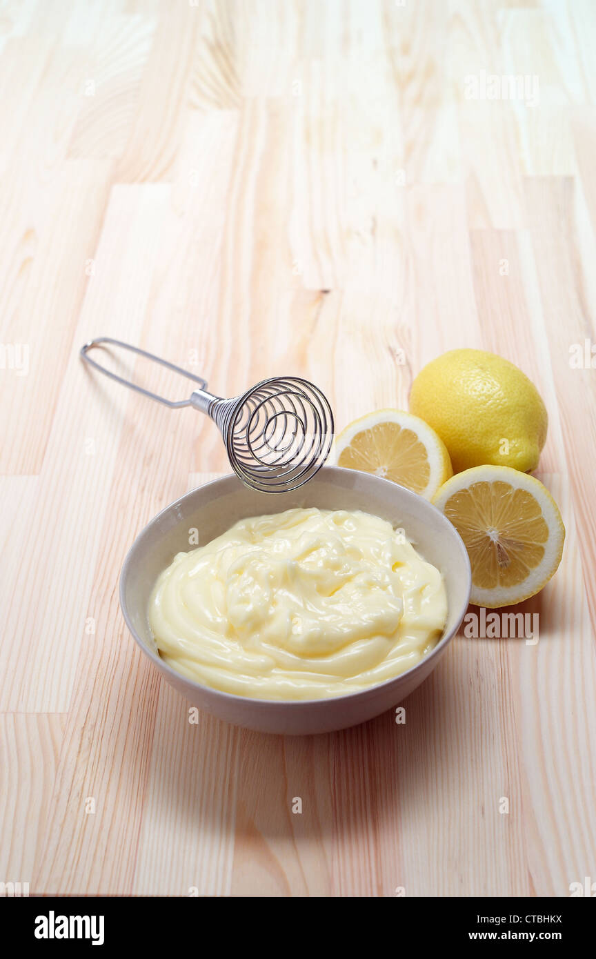 making fresh mayonnaise sauce on kitchen wood table Stock Photo Alamy