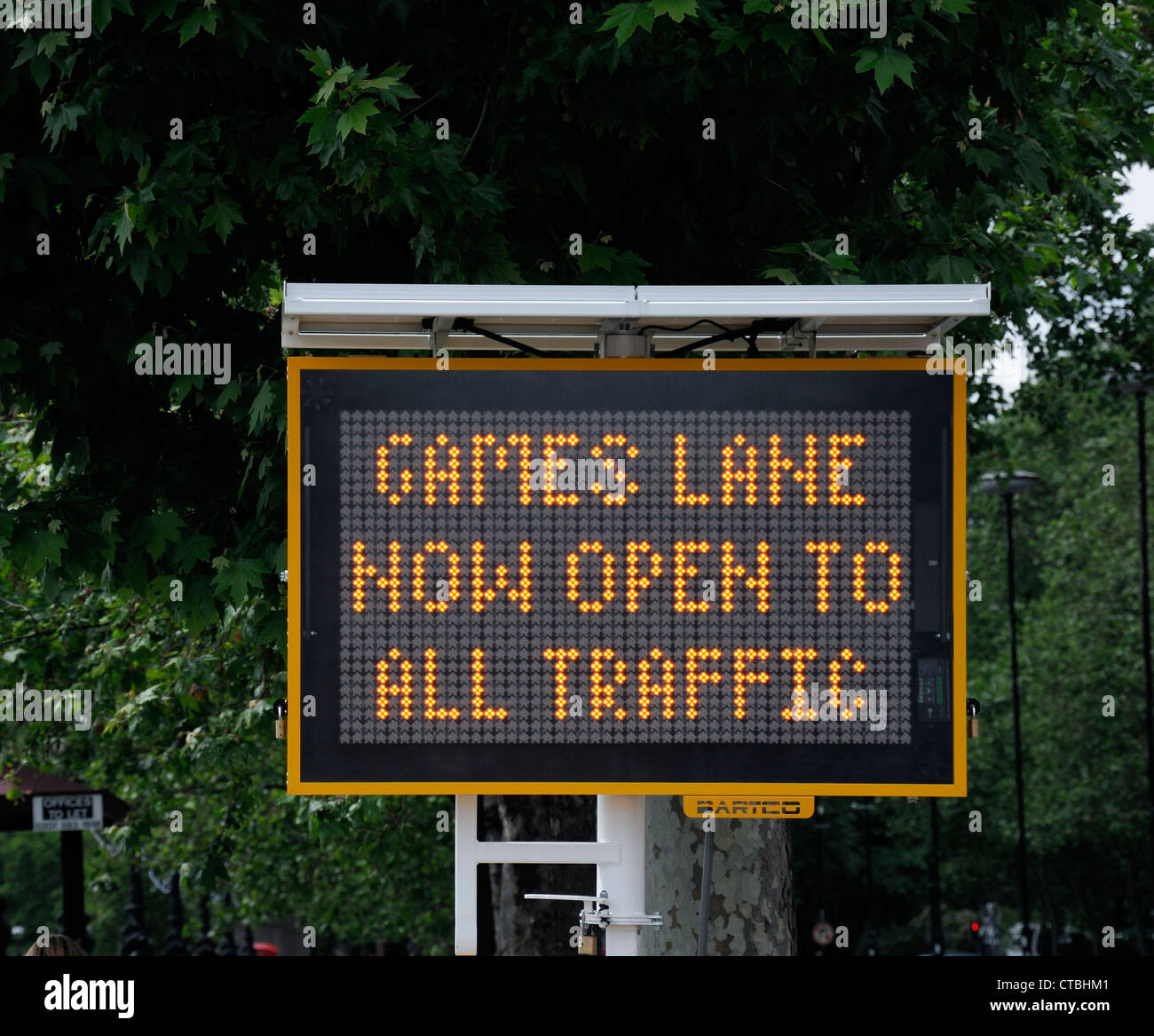 LED Road sign The Embankment London indicating indicate dedicated traffic  lane for the Olympic Games is open to traffic disrupt Stock Photo - Alamy