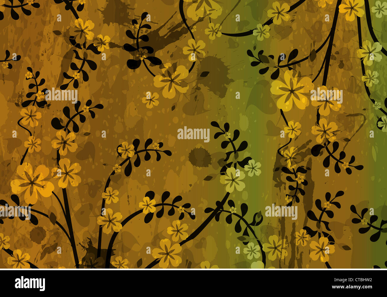 vector retro grunge background with floral Stock Photo - Alamy