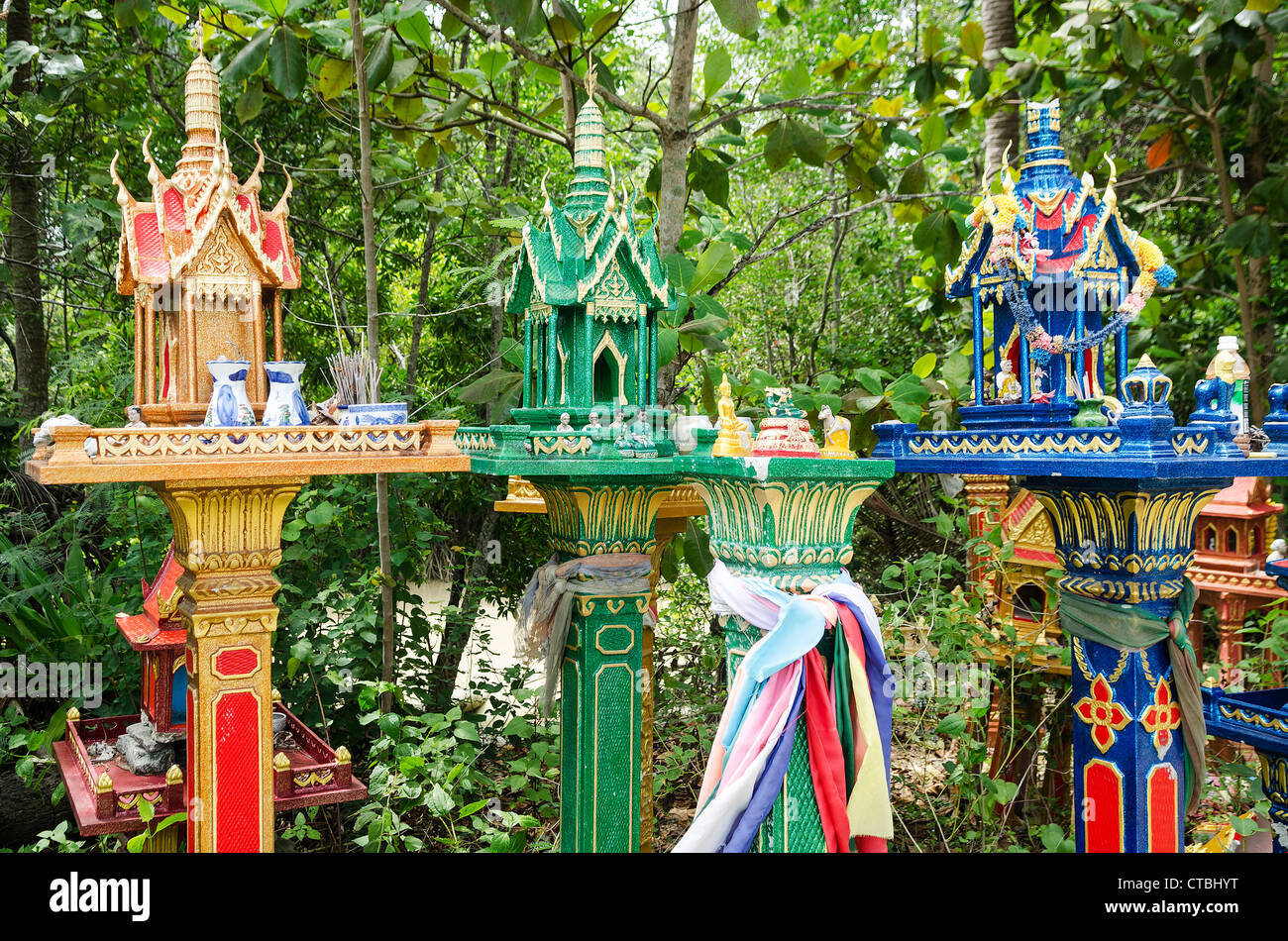 spirit houses in ko phangan thailand Stock Photo