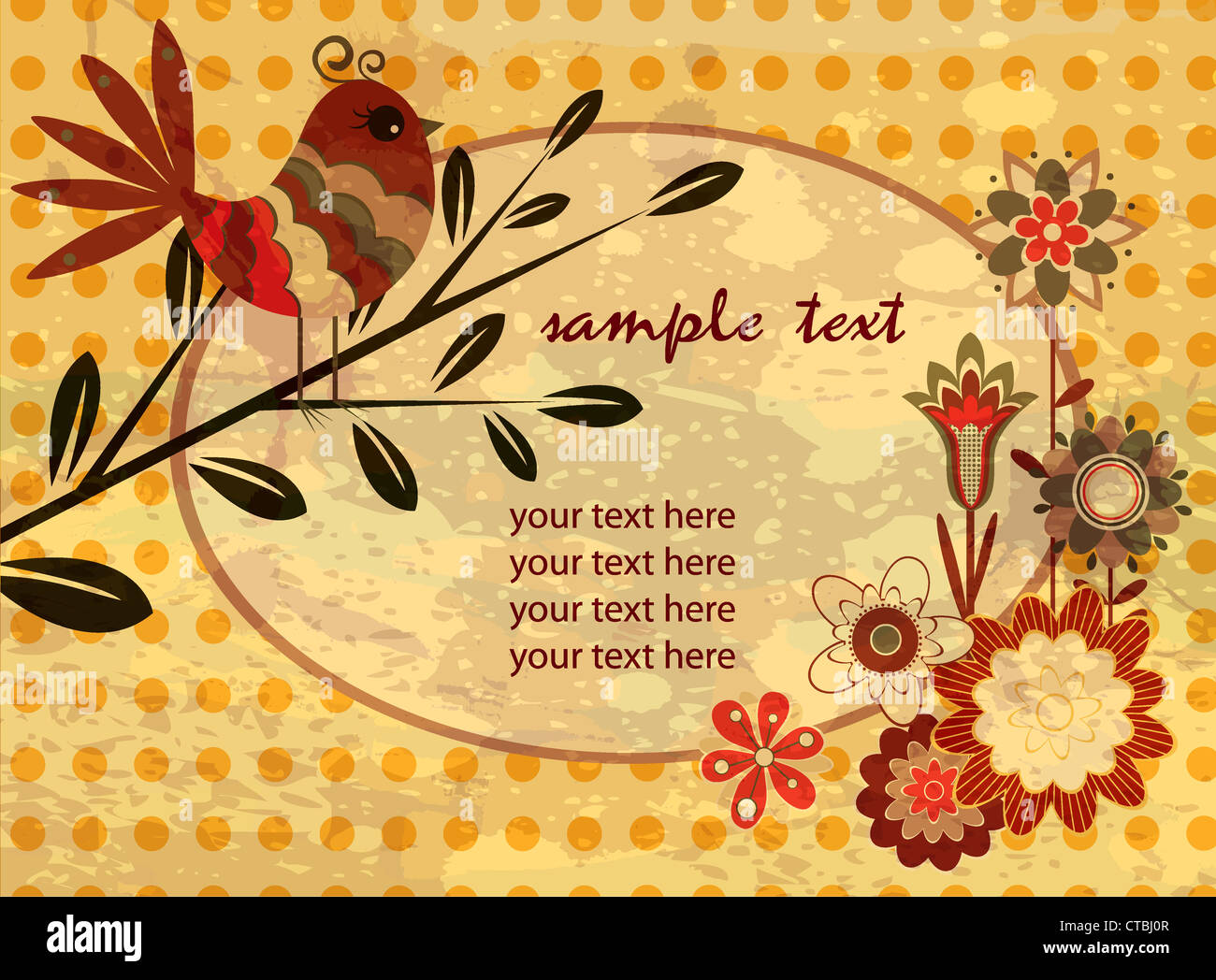 vector retro grunge background with floral Stock Photo - Alamy