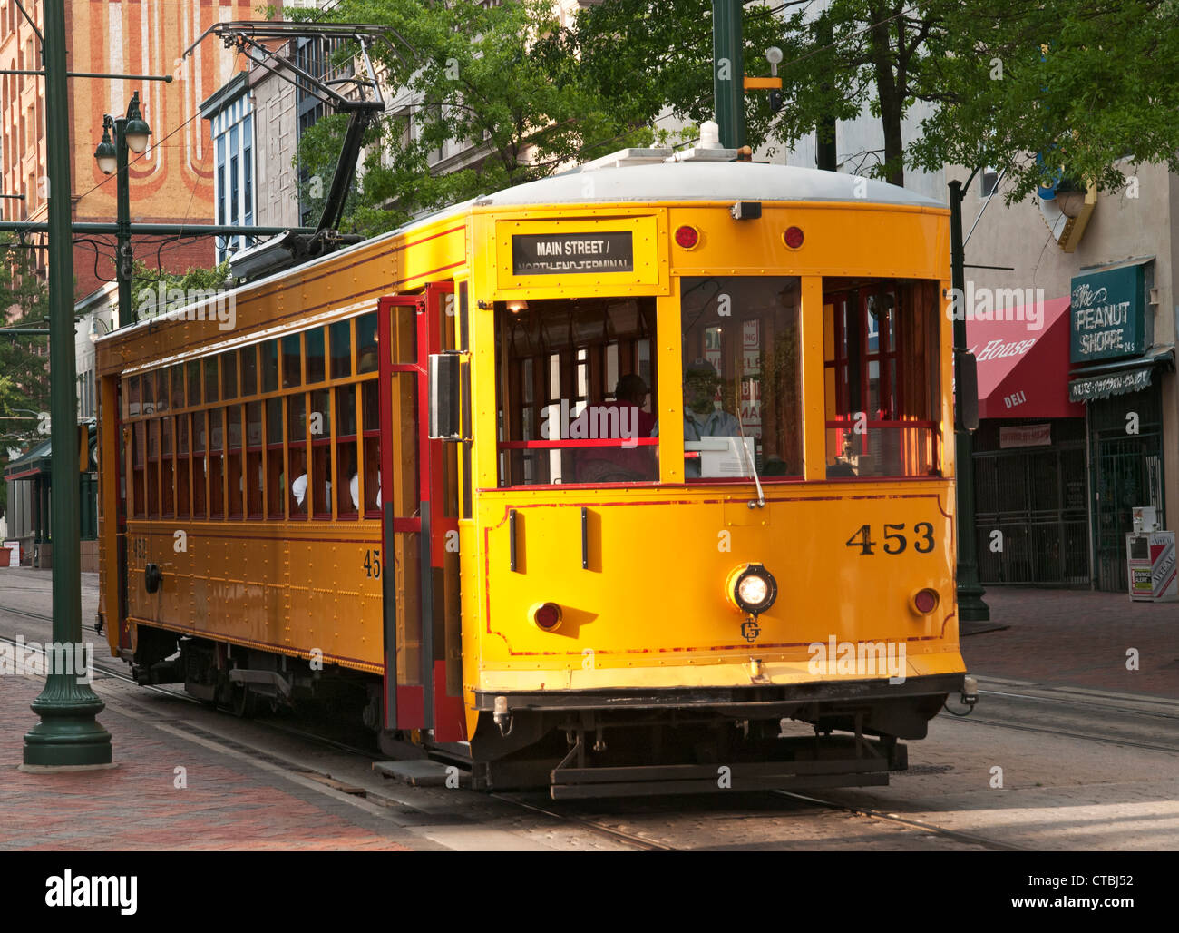 Tennessee, Memphis, Downtown, Main Street, vintage electric trolley car. Stock Photo