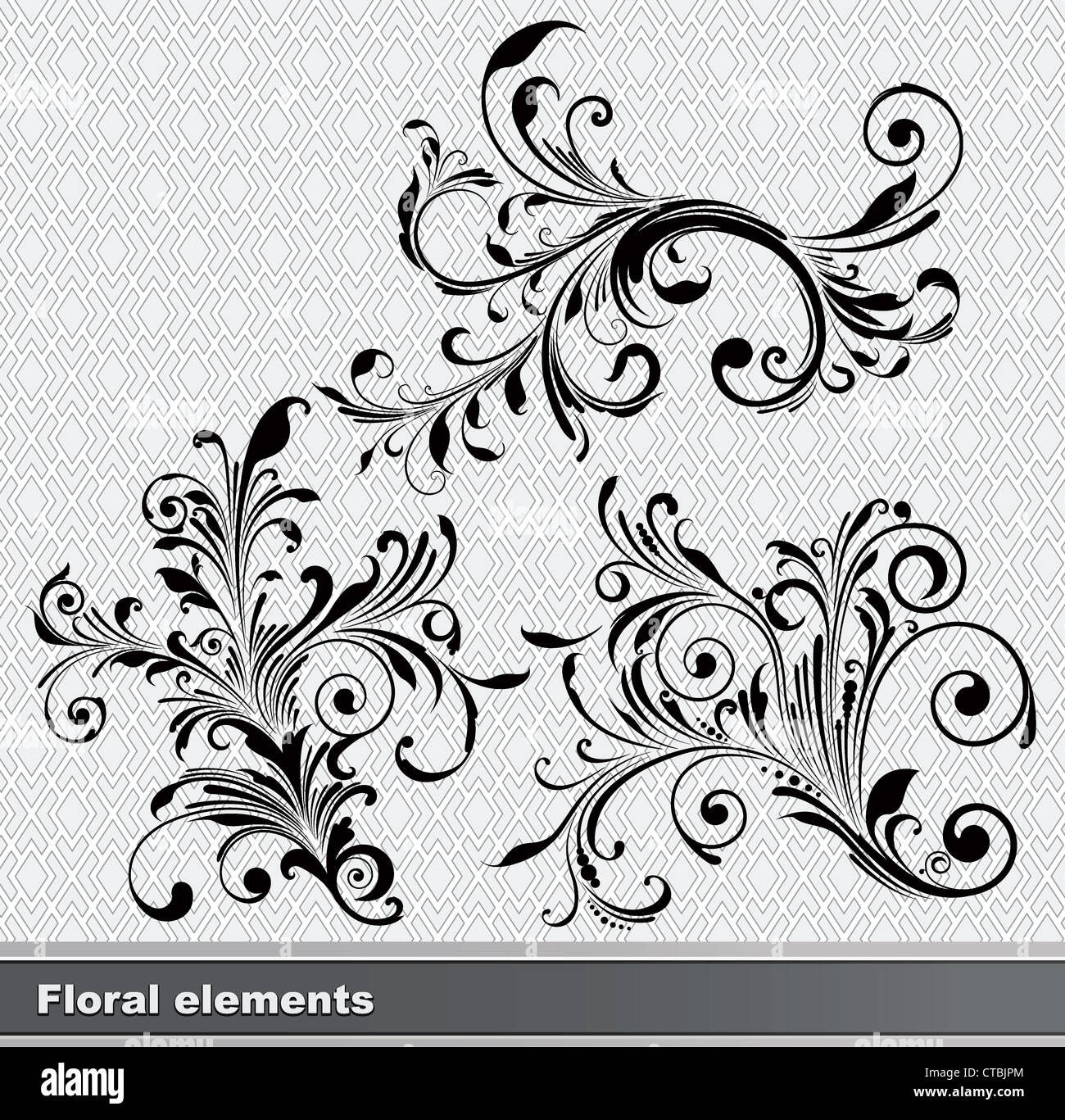 abstract floral elements set vector illustration Stock Photo - Alamy