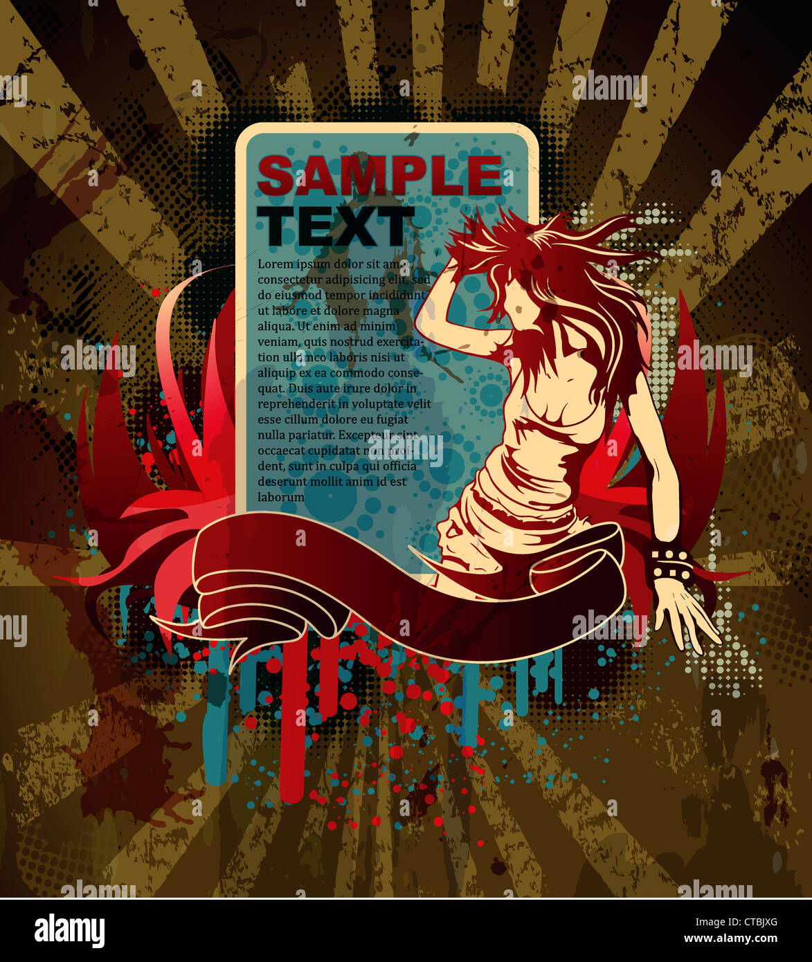 vector vintage concert poster with rays Stock Photo - Alamy