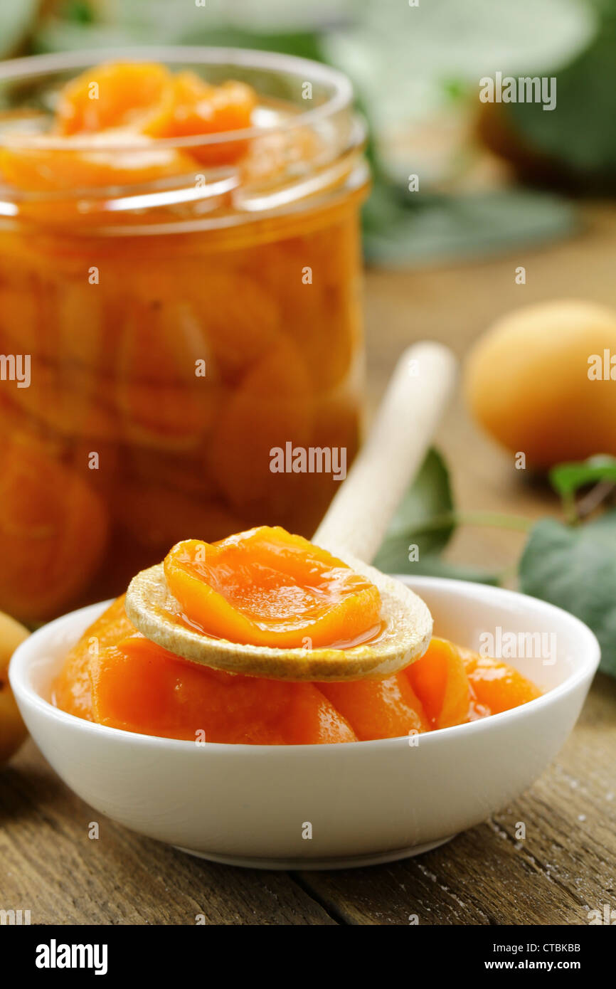 apricot, peach jam with pieces of fruit Stock Photo Alamy
