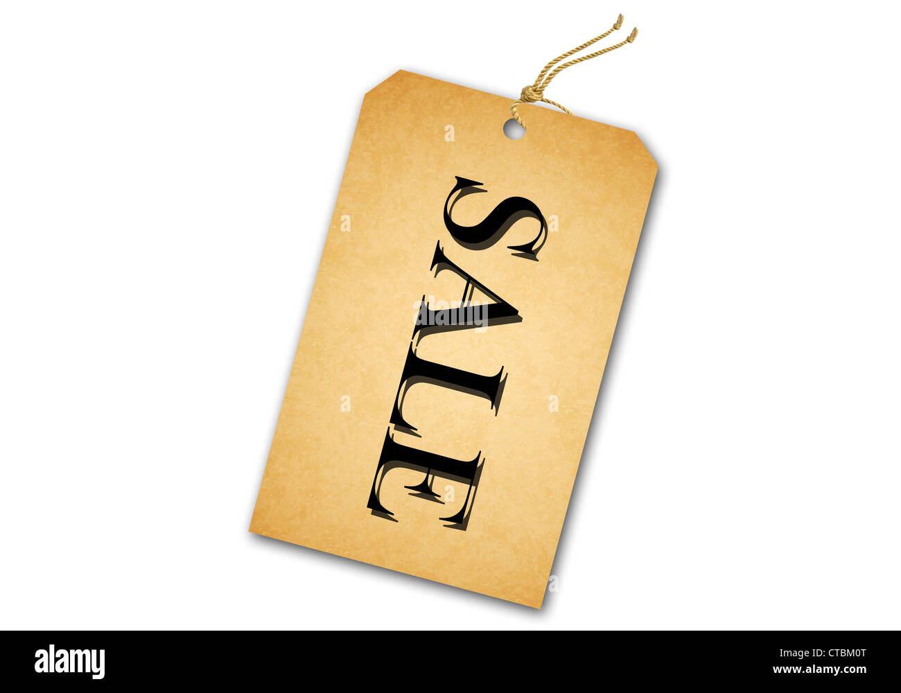 Blank tag tied with string. Price tag, gift tag, sale tag, address