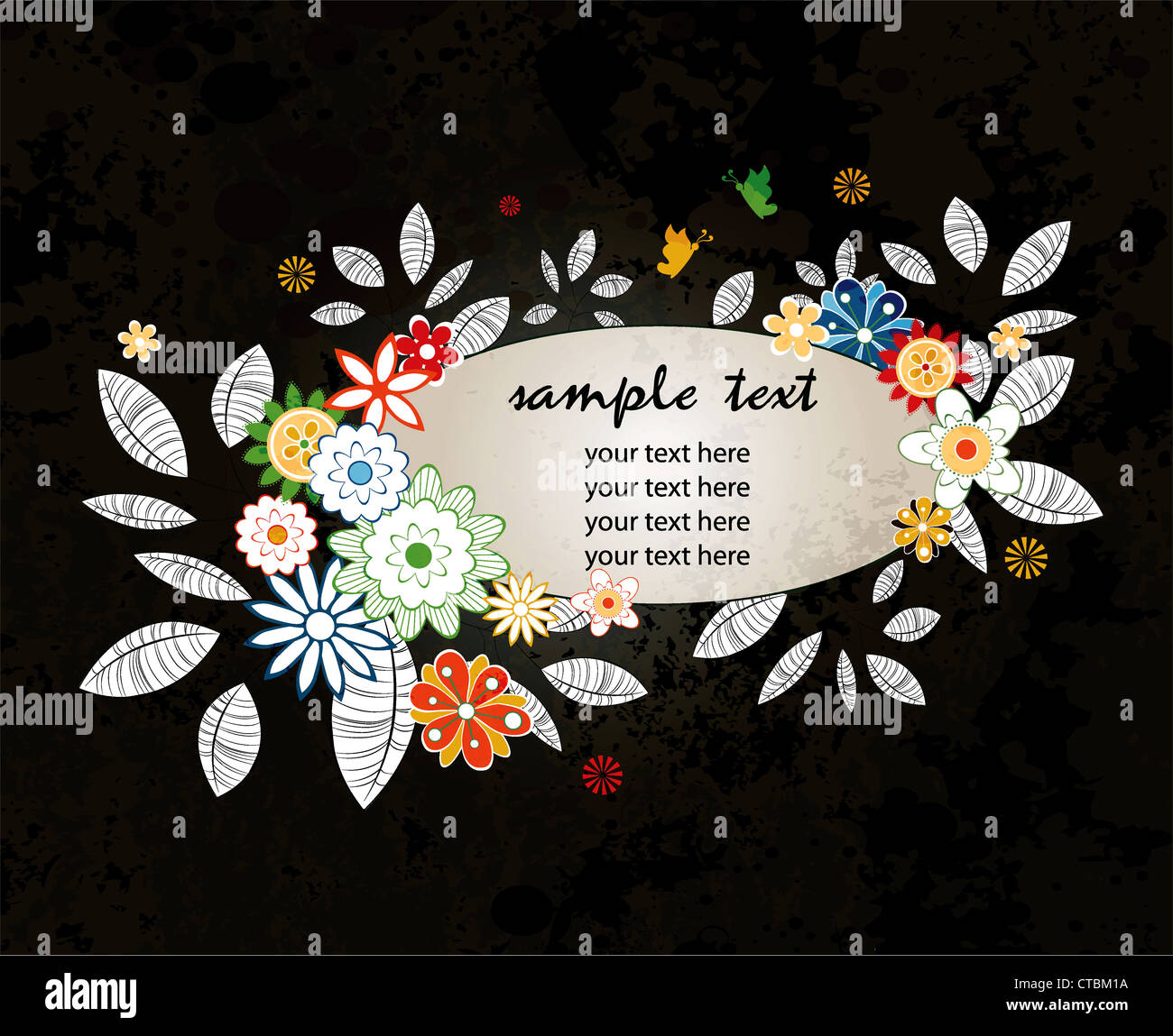 grunge floral frame vector illustration Stock Photo - Alamy
