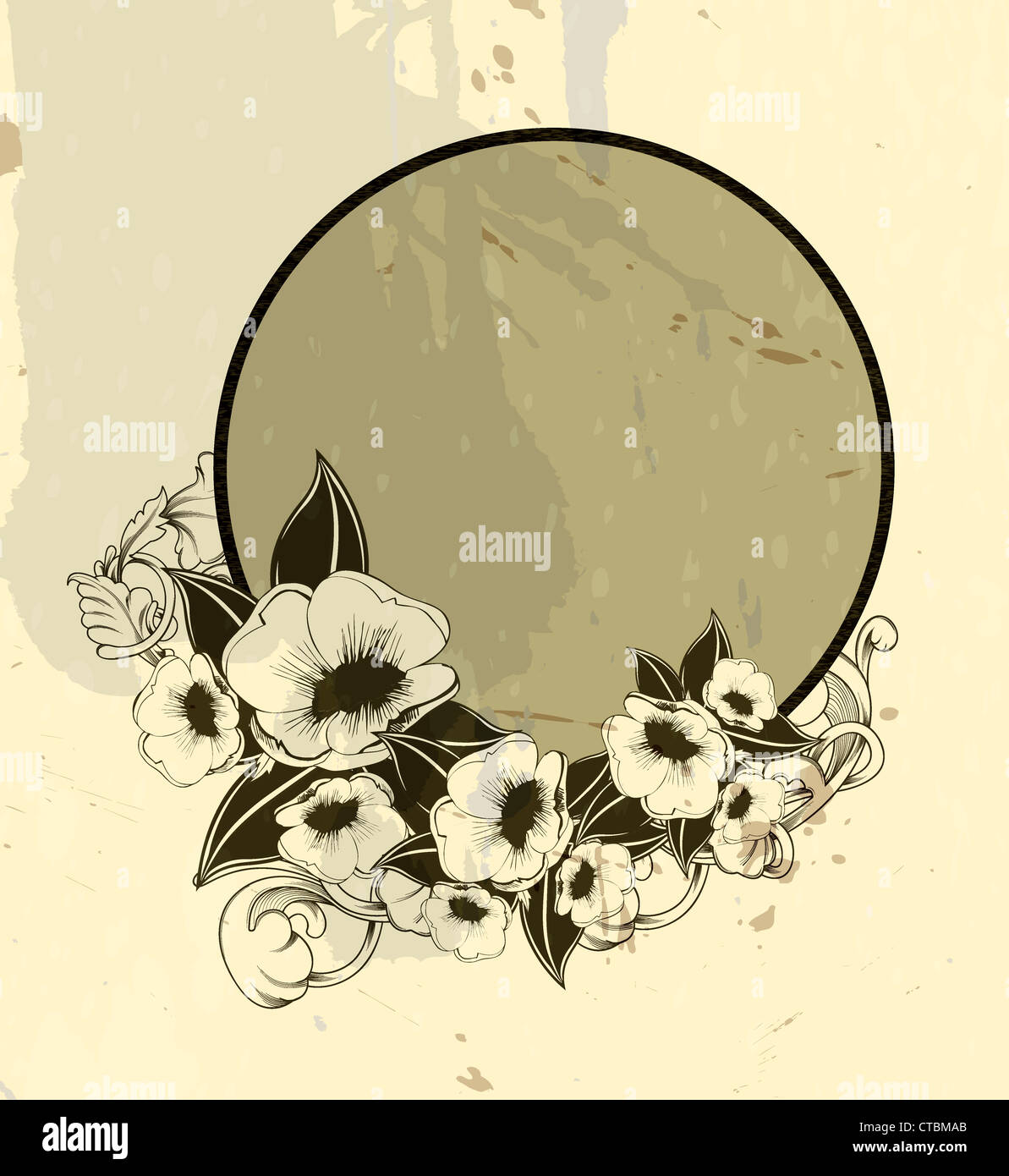 grunge floral frame vector illustration Stock Photo - Alamy