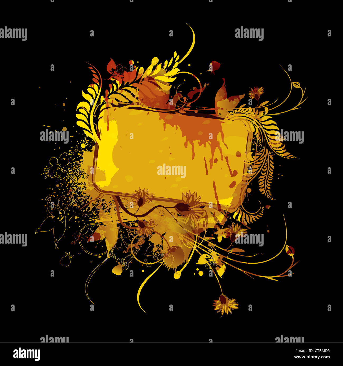 grunge floral frame vector illustration Stock Photo - Alamy