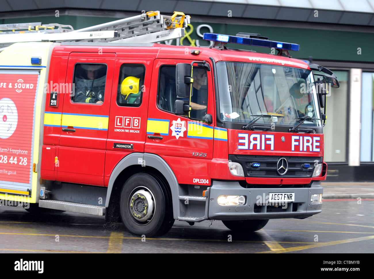 Fire engine, London Fire Brigade fire engine, London, Britain, UK Stock Photo