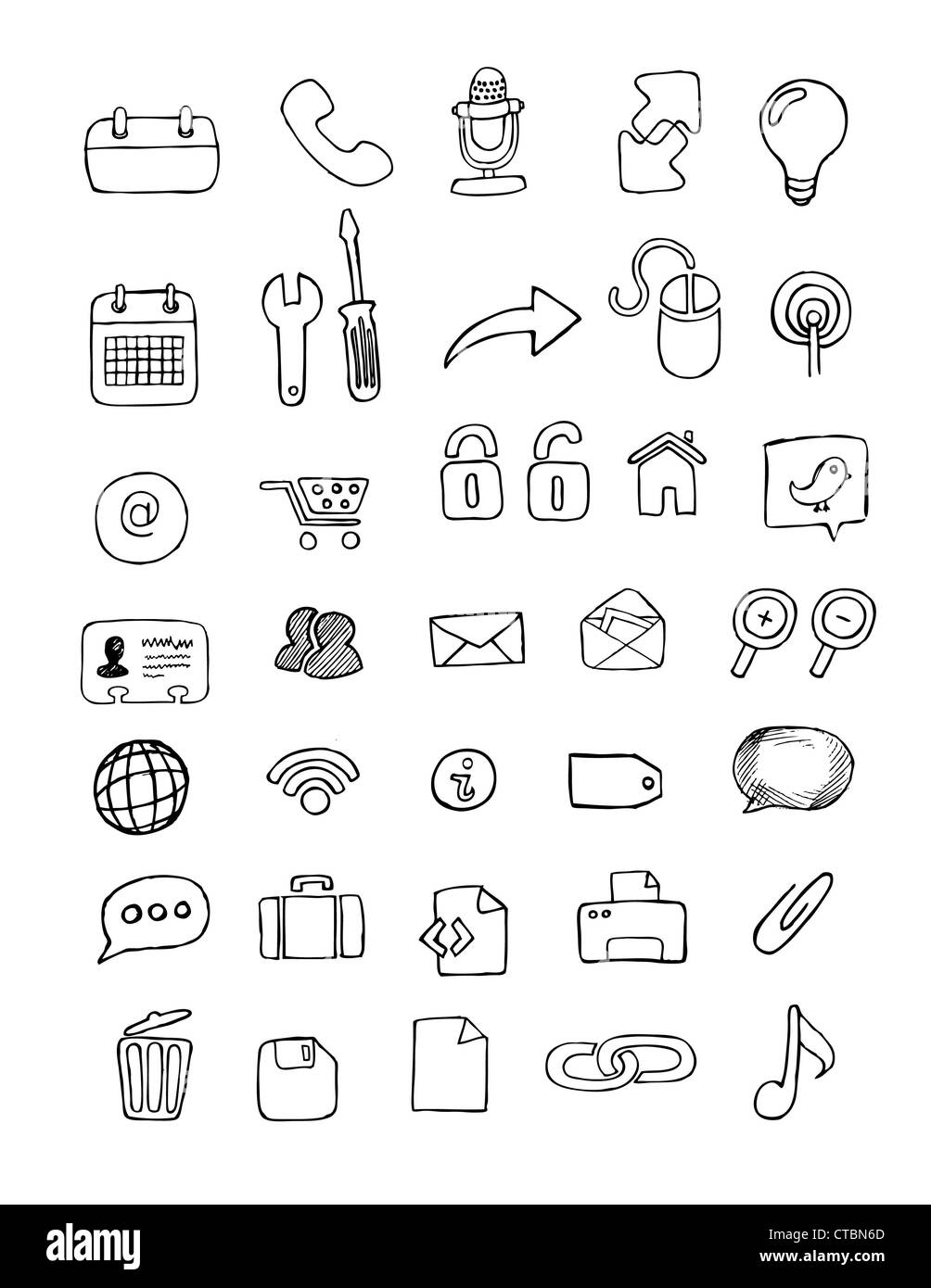 Hand drawn Icons without frames Stock Photo - Alamy