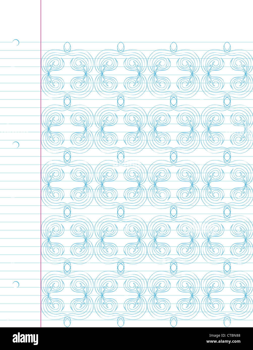 Repeating hand drawn pattern on notebook paper. Easily edited Stock ...