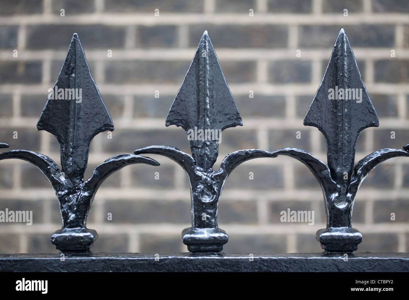 London iron railings, closeup. Stock Photo