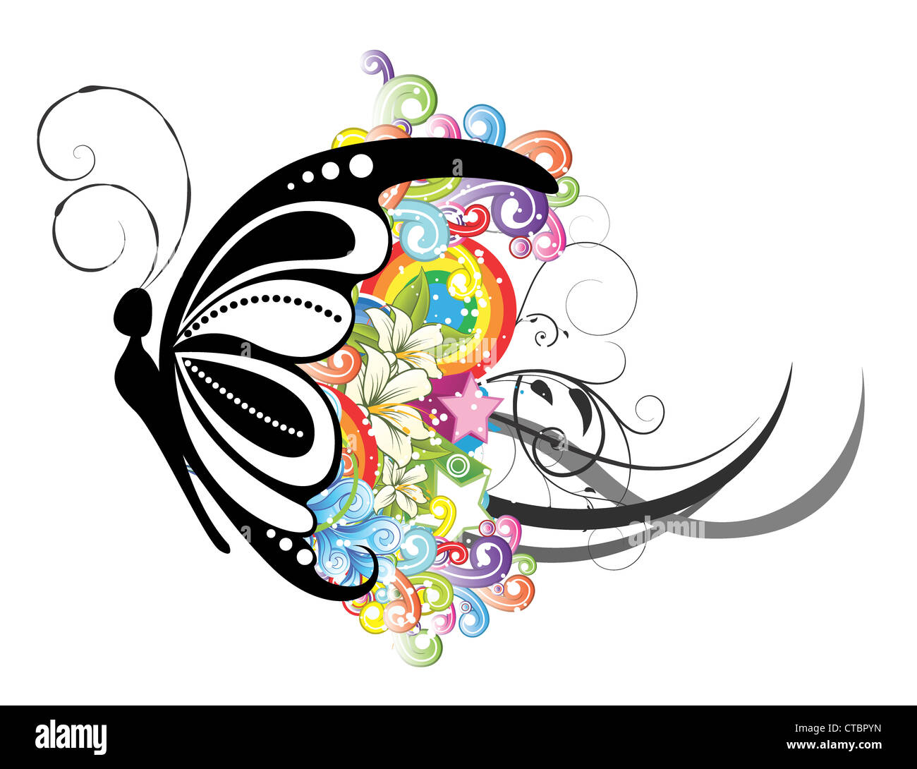 butterfly with floral Stock Photo - Alamy