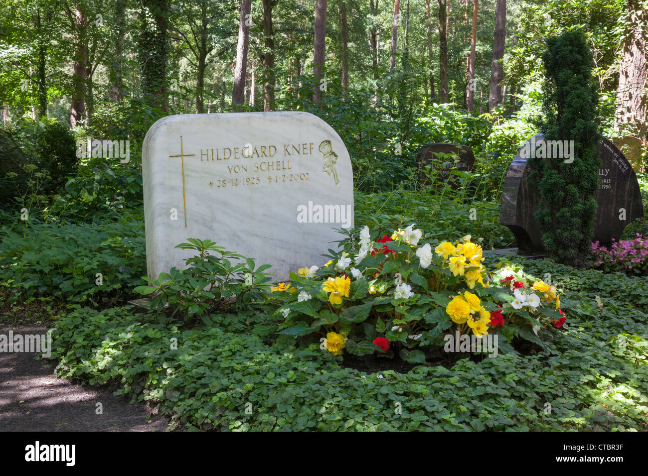 Grave of Hildegard Knef at Waldfriedhof Zehlendorf, Berlin, Germany Stock Photo