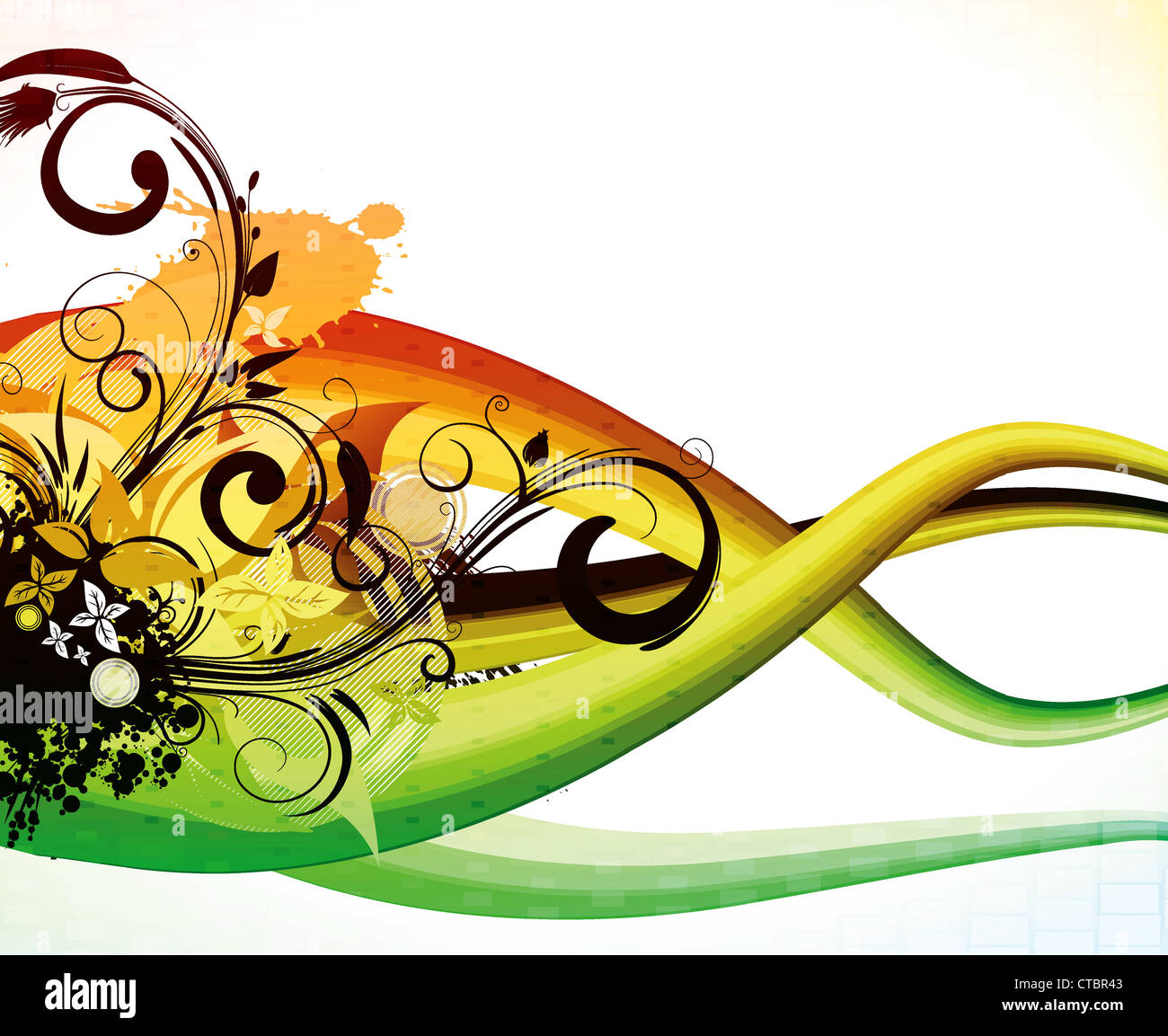 vector abstract floral background with waves Stock Photo - Alamy
