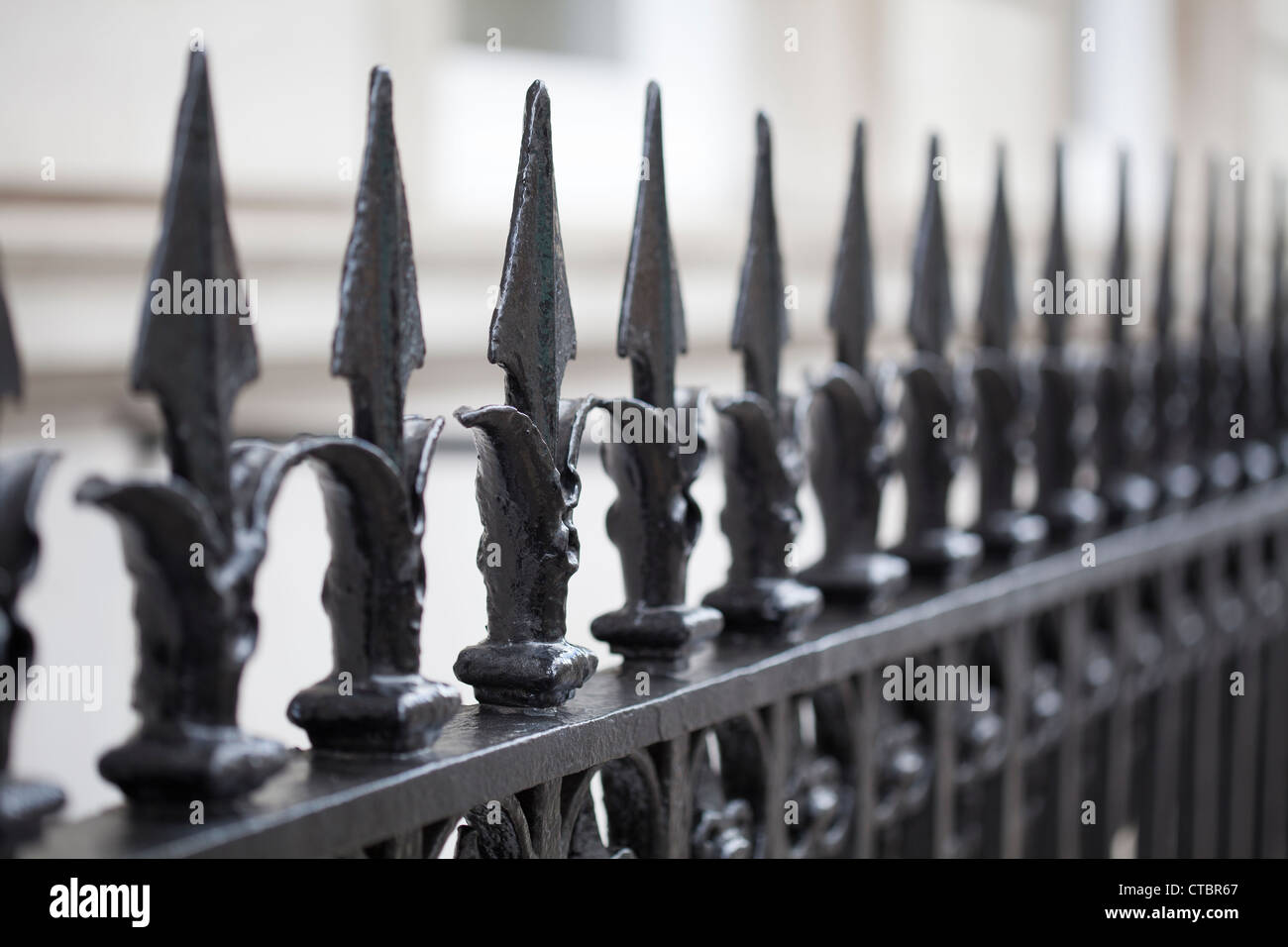 London iron railings, closeup. Stock Photo