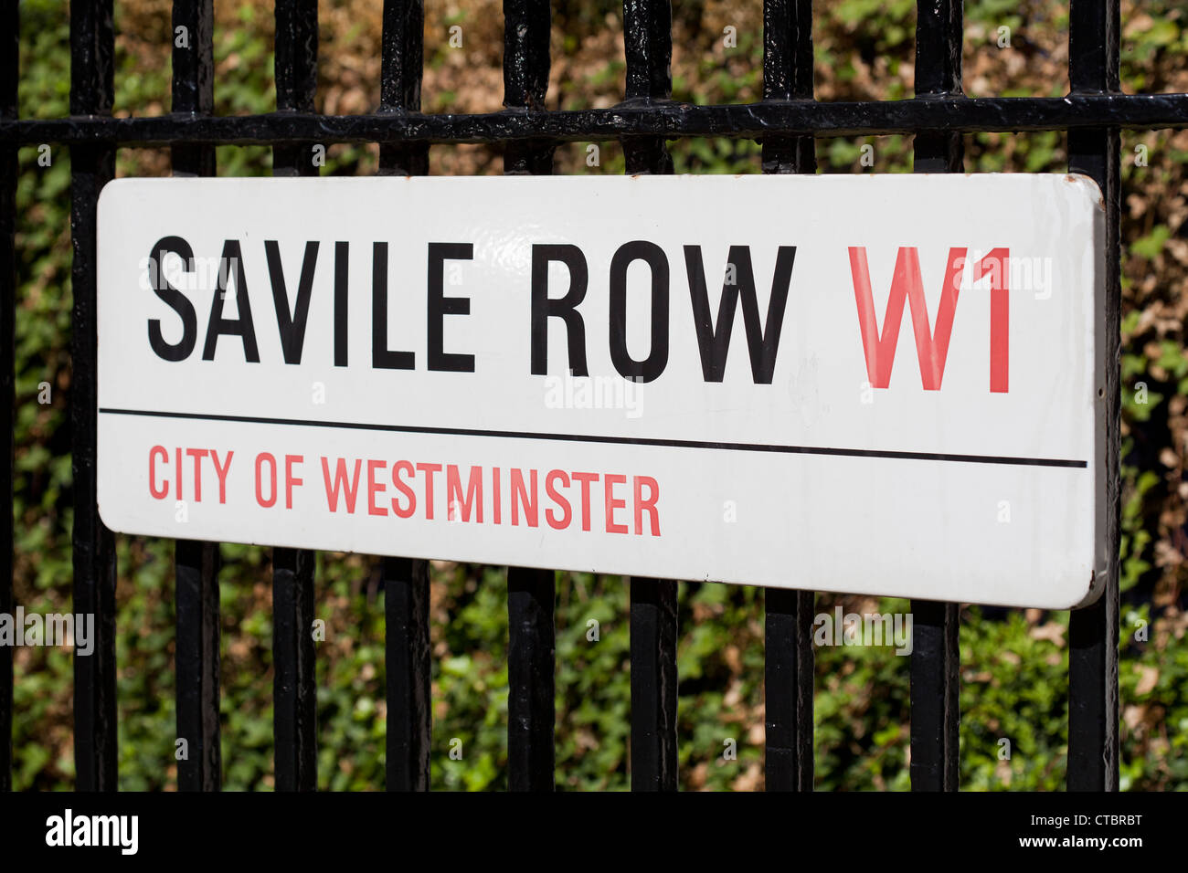 A street sign on Savile Row, London UK Stock Photo