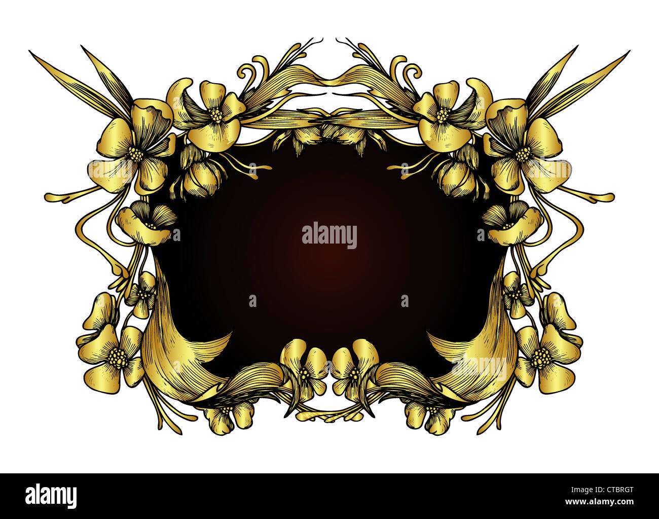 vintage gold floral frame vector illustration Stock Photo - Alamy