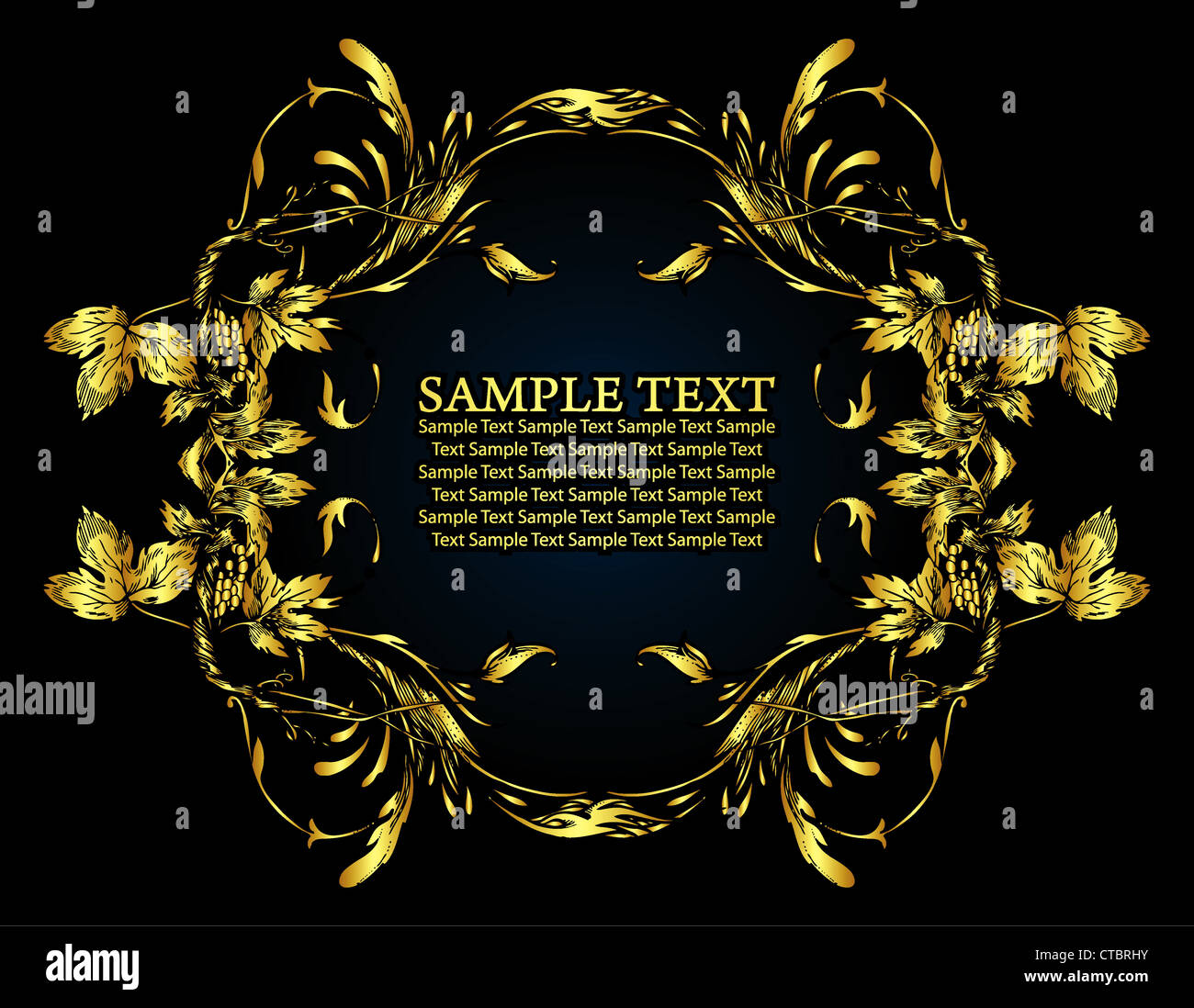 vintage gold floral frame vector illustration Stock Photo - Alamy