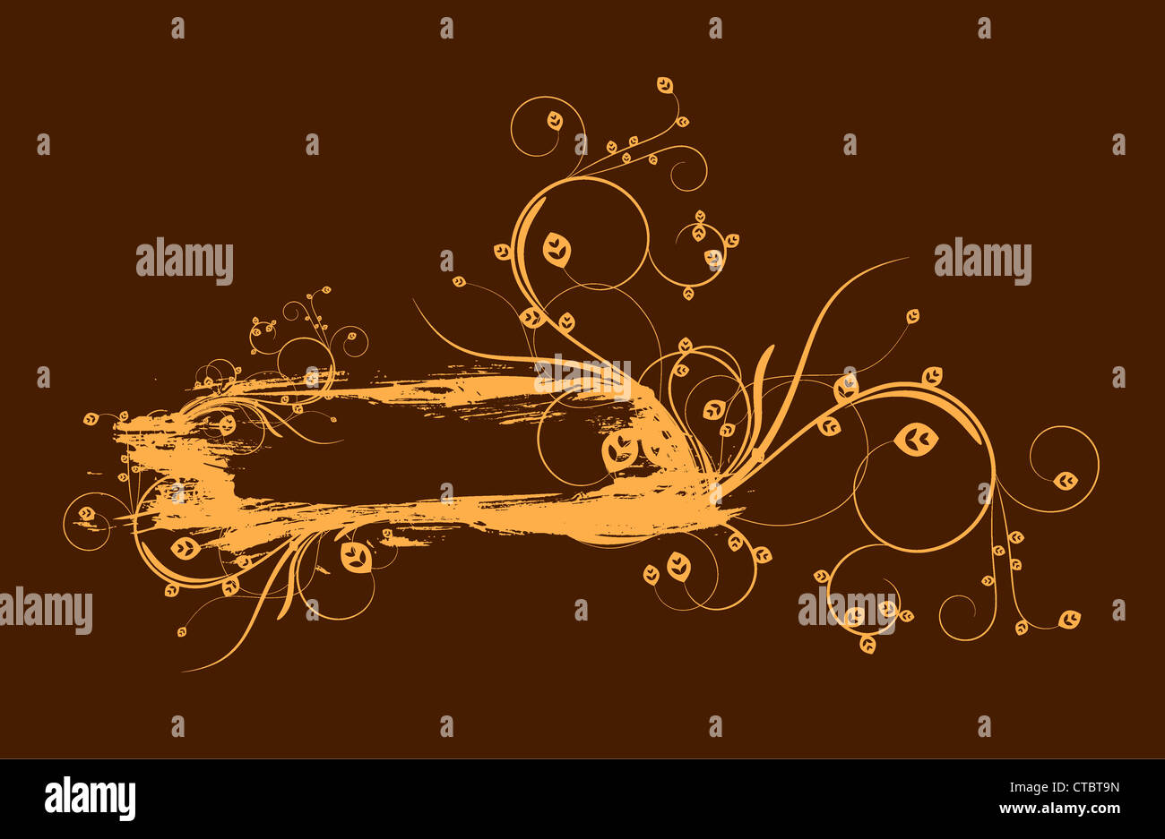 grunge vintage floral frame vector illustration Stock Photo - Alamy