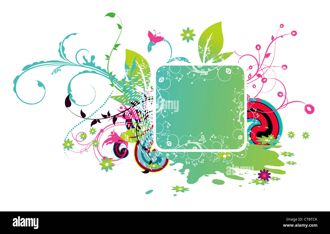 vector colorful abstract floral frame Stock Photo - Alamy