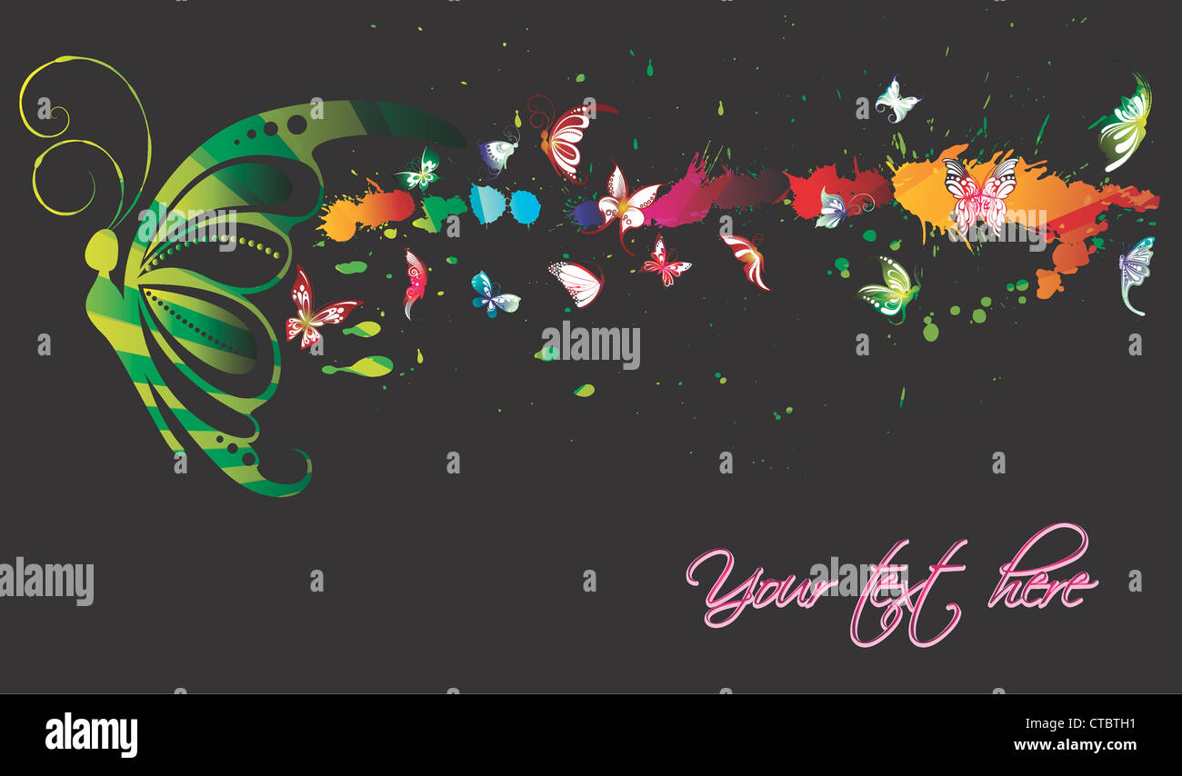 watercolor grunge with butterflies vector illustration Stock Photo - Alamy