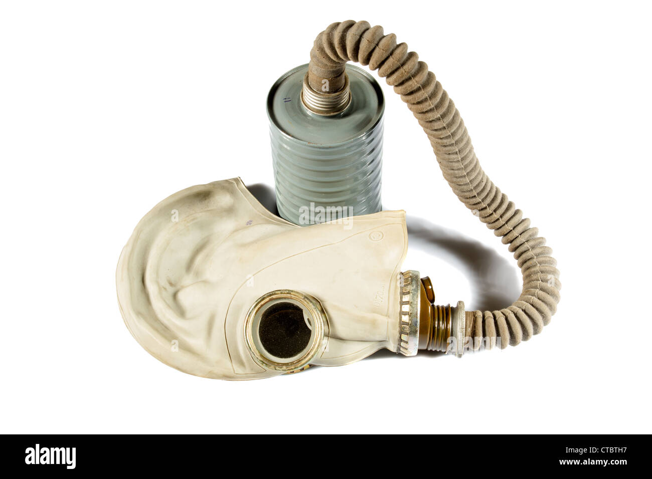 old military gas mask on a white background Stock Photo