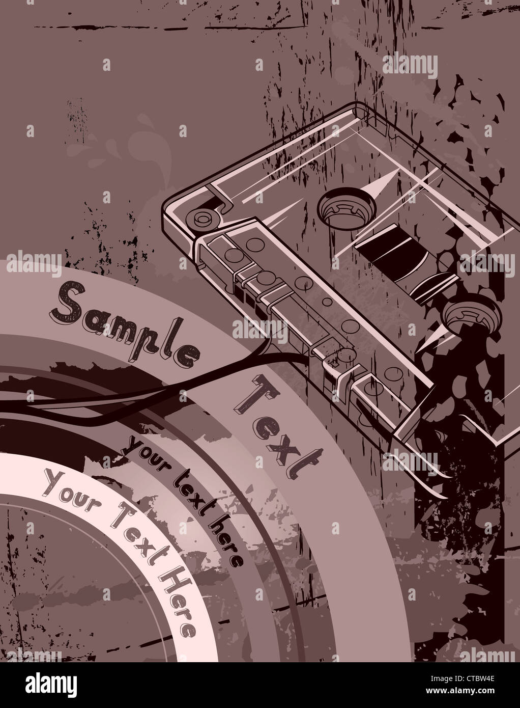 vintage music poster with cassette vector illustration Stock Photo - Alamy