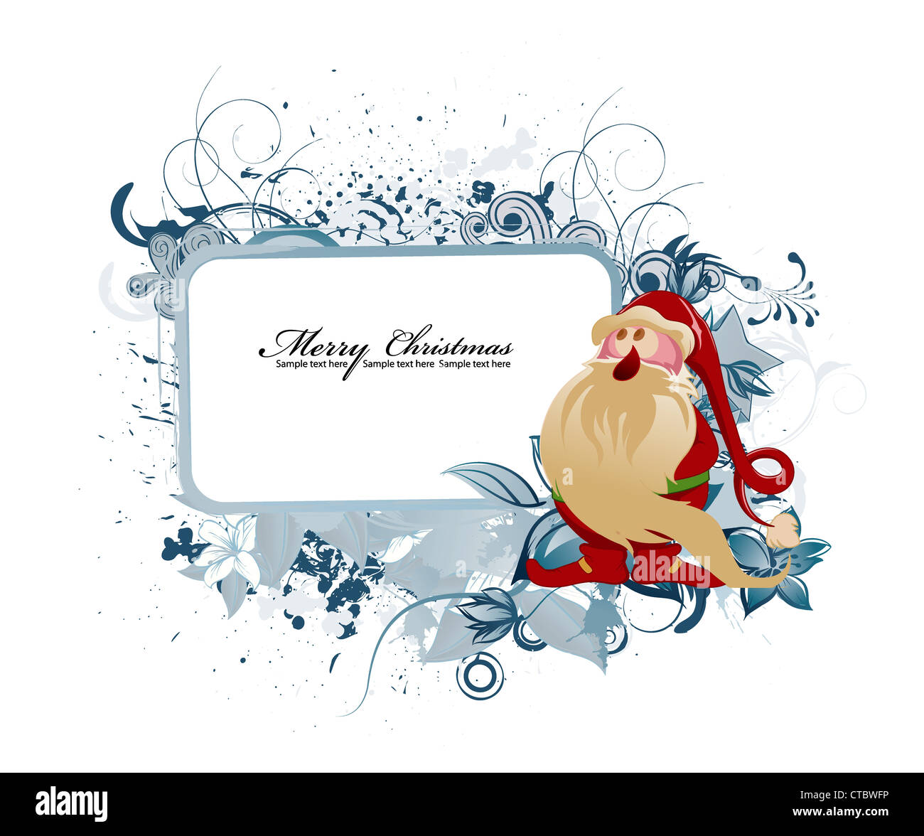 Framed Winter Florals and Santa Print 16