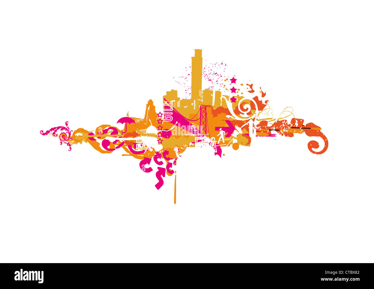 Big City - Grunge styled urban background. Vector illustration Stock ...